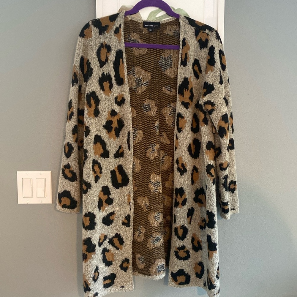 Stitch Fix Fortune and Ivy Animal Print Long Cardigan Sweater